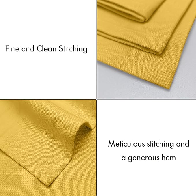 Ruvanti Cloth Napkins Set of 12, 100% Cotton High GSM 18x18 Inches Soft, Washable, Highly Durable & Absorbent, Perfect for Parties, Christmas, Thanksgiving Dinners – Spicy Mustard