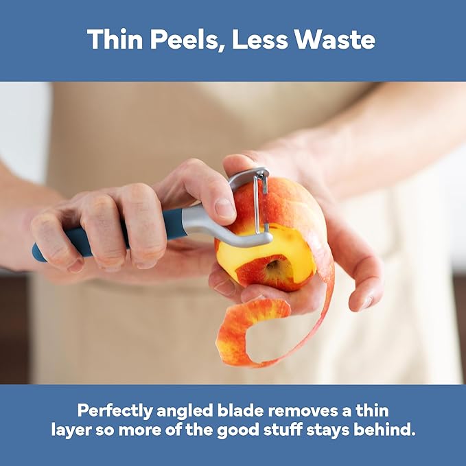 Misen Stainless Steel Vegetable Peeler - Dishwasher Safe Y Peeler - Easy to Use with Potatoes, Cabbage, Carrots, and More - Progessional Grade Kitchen Tool - Blue