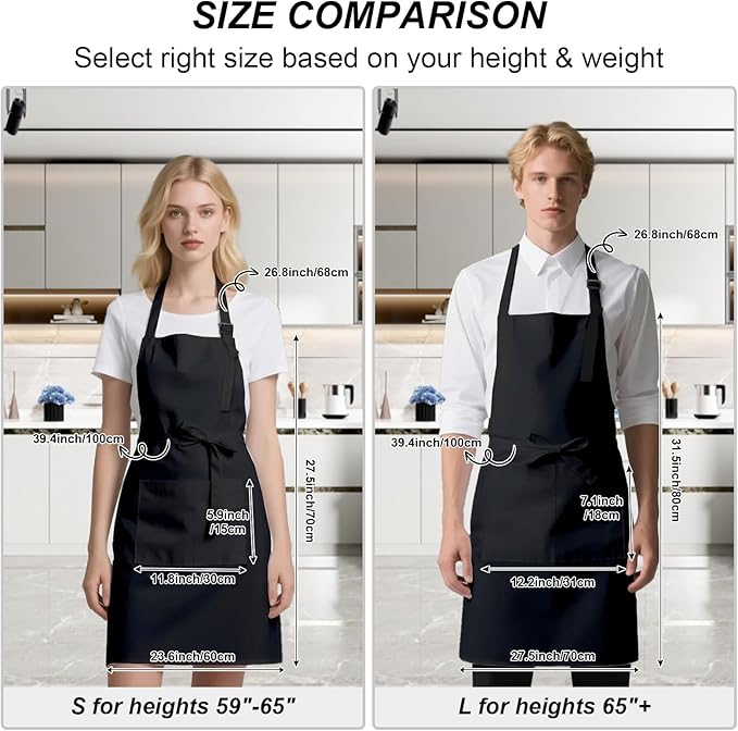15 Pcs Adult Aprons Bulk with Pockets Adjustable Bib Chef Apron for Women Men Painting Cooking Crafting (S/L)