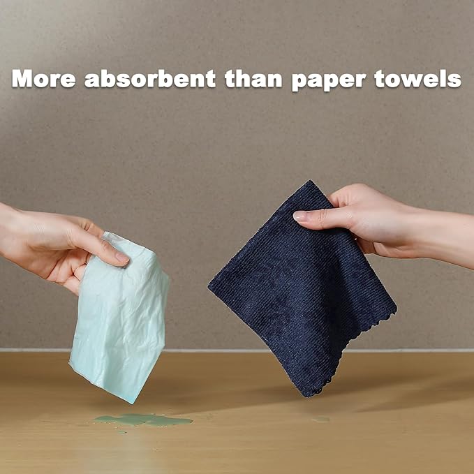 Microfiber Cleaning Cloth Roll,80 Pack Cleaning Towels,Lint Free Rags Paper Towels & Tear Away Reusable Towels,Washable Shop Rags Floral Wipe Cloth,Wash Cloths Dish Rags for Car Kitchen Window
