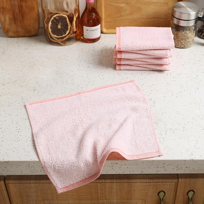 Oeleky Kitchen Dish Cloths, Cotton Shop Rags, 11x11 Inches, Absorbent Cleaning Dish Rags for Home and Kitchen (24, White)