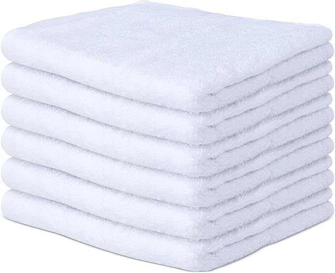 Vintage Vista 100% Cotton Dish Cloths (Pack of 6) - Dish Rags for Washing Dishes - Reusable & Highly Absorbent Kitchen Towels - Kitchen Rags fo Easter - (12" x 16" - White)