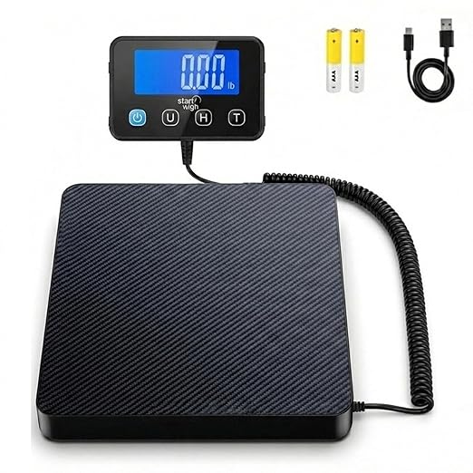Smart Weigh Digital Postal Shipping Scale, 220 lb Capacity, 0.1 oz Readability, Hold & Tare Function, Includes Batteries & USB-C, Large LCD Display