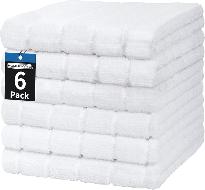 White Hand Towels, 6 Pack 25''*15'' Microfiber Hand Towels for Bathroom Kitchen, All-Purpose Quick Dry Lint Free Soft Absorbent Wash Cloths, Gym Towels Bath Towels Bulk for Yoga Spa Hotel