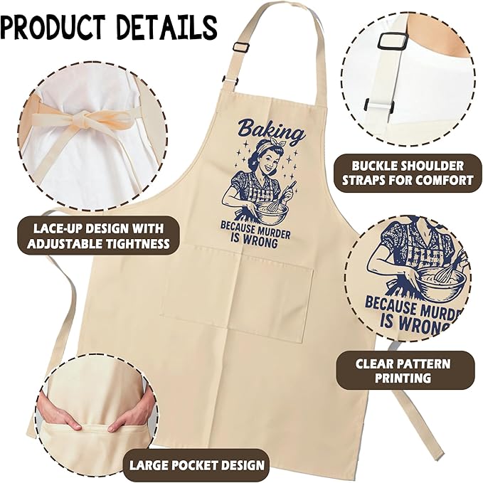 Funny Aprons for Women - Baking Gift for Women, Mothers Day Christmas Birthday Gifts, Perfect for Cooking, Bartending