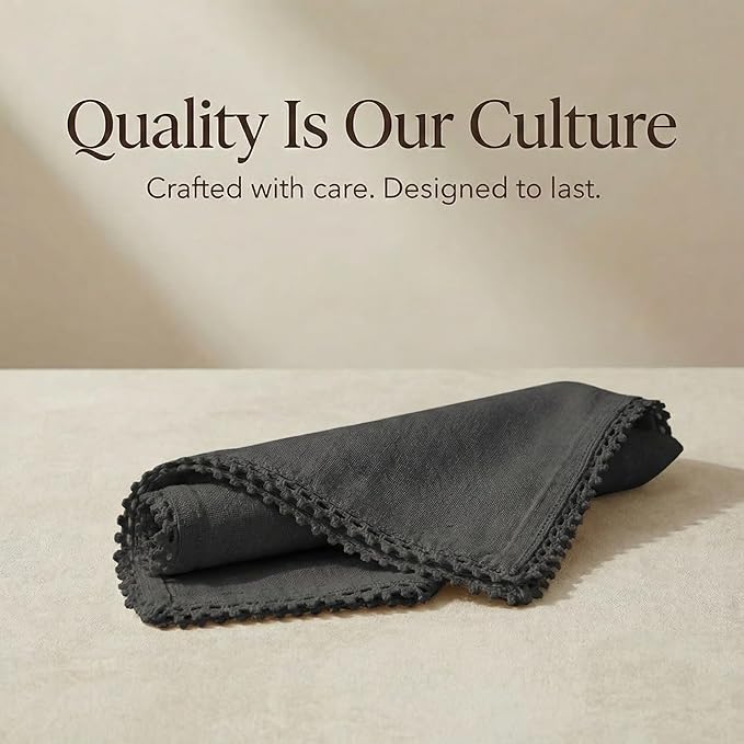 ACCENTHOME Black Cloth Napkins Set of 12 18x18 inch Cotton Dinner Napkins - Washable Soft Premium Hotel Quality Reusable Napkins Perfect Table Napkins for Family Dinners, Weddings & Everyday Use