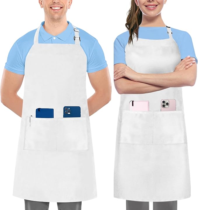 Utopia Kitchen 2 Pack Bib Apron, Adjustable with 2 Pockets, Water and Oil Resistant, Cooking Kitchen Chef Apron for Women Men