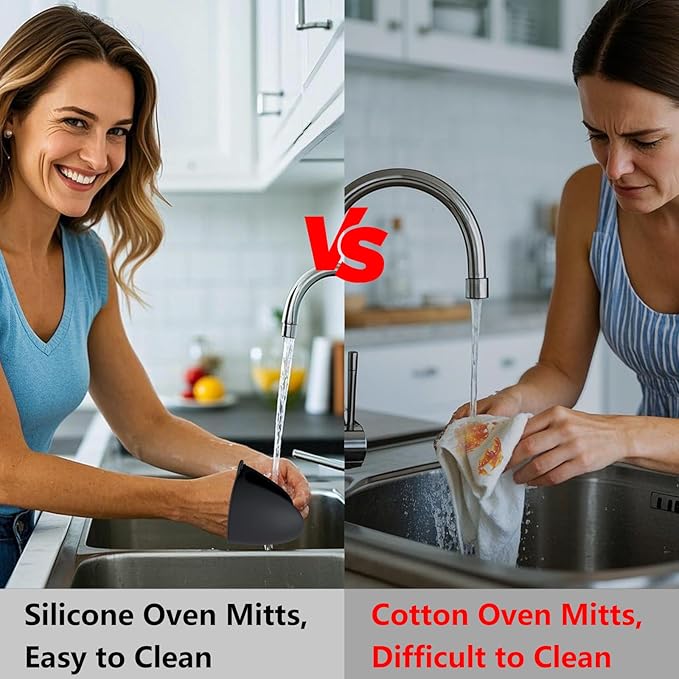 Silicone Oven Mitts Heat Resistant Pot Holder Set for Kitchens, 3 Pair Mini Cute Kitchen Mittens Silicone Pinch Grip, ChufanMomsil Small Short Oven Rubber Gloves for Air Fryer, Baking, Colorful
