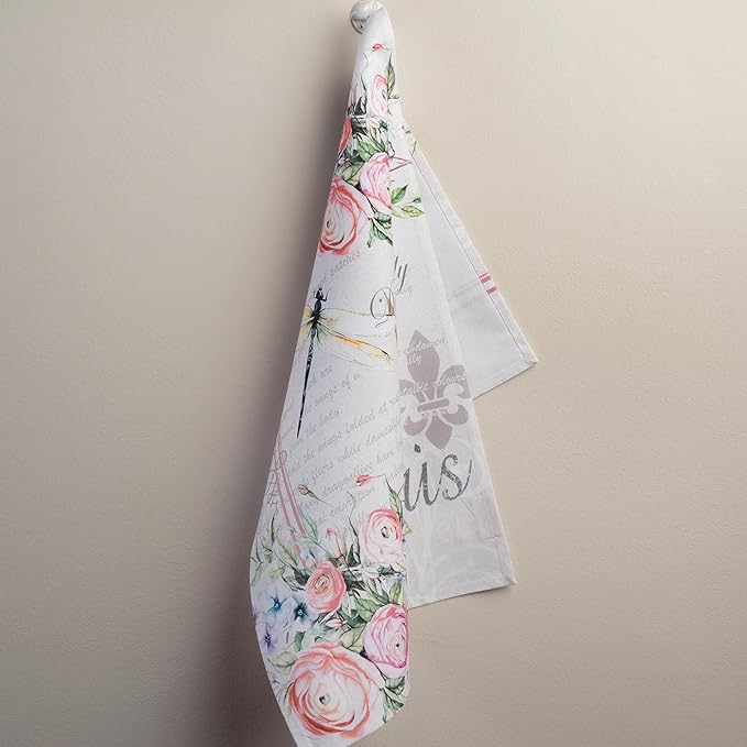 Maison d' Hermine Kitchen Towels Set of 2 100% Cotton 27.50" x 20" Reusable Cloth Tea Dish Towels Absorbent with Hanging Loop for Kitchen, Home, Dining, Cocktail Parties Spring/Summer (Champ De Mars)
