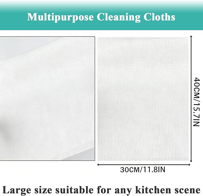 Disposable Dish Cloth and Cleaning Handi Wipes, 100ct, Multi-Use Rags for Kitchen, Bathroom and Windows, White
