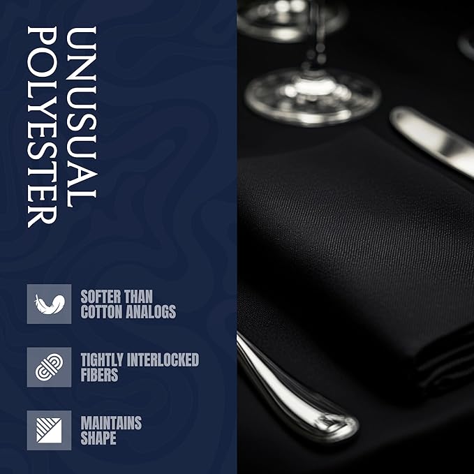 Wealuxe [24 Pack, Black] 100% Polyester Soft Durable Washable Cloth Table Napkins 17 x 17 Inch Great for Restaurants, Dinners and Parties