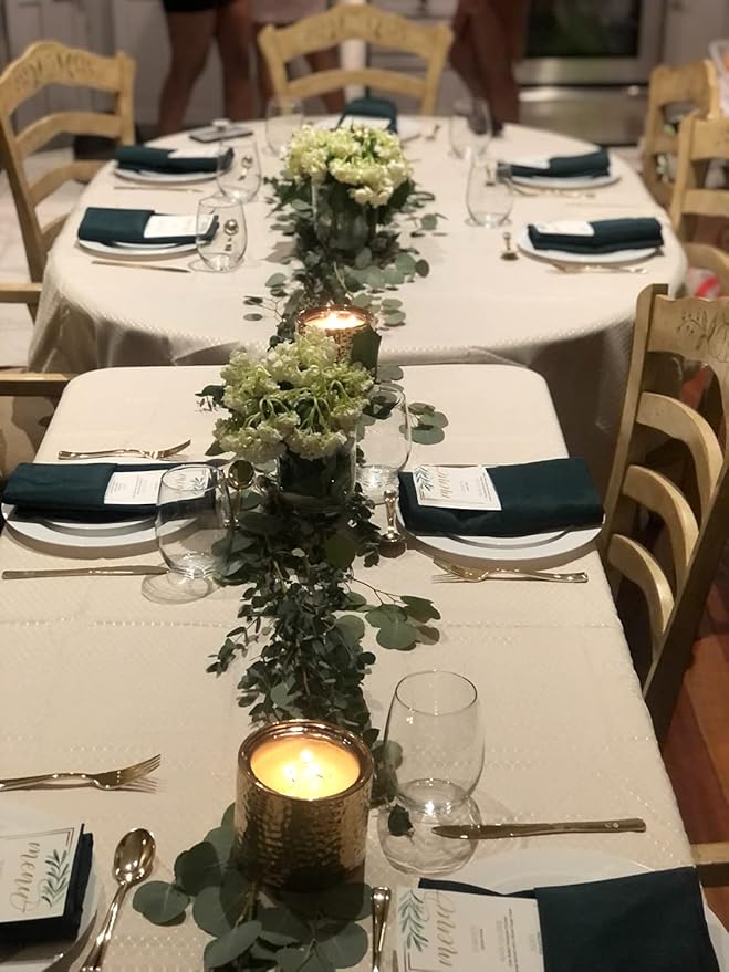 Your Chair Covers Cloth Polyester Napkins, 20 x 20 Inch, Washable Dinner Fabric Linen Napkins with Hemmed Edges for Restaurant, Wedding and Holiday Pack of 10 (Hunter Green)