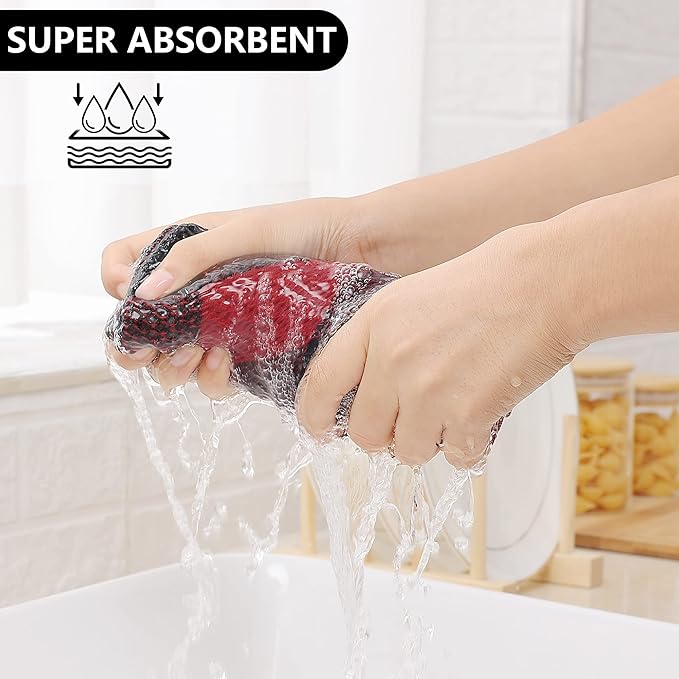 Homaxy 100% Cotton Waffle Weave Check Plaid Kitchen Towels, 13 x 28 Inches, Super Soft and Absorbent Dish Towels for Drying Dishes, 6-Pack, Black & Red