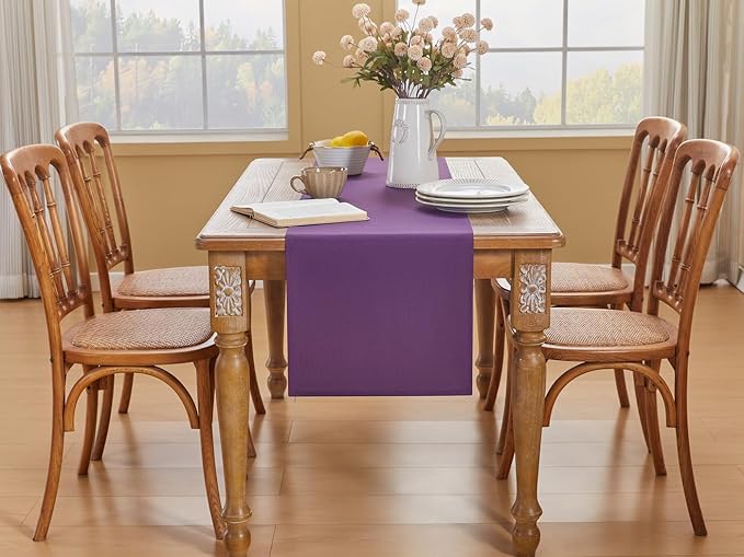 YATOJUZI Purple Table Runner Seasonal Summer Kitchen Dining Coffee Table Decoration 72 Inches Long Waterproof Farmhouse Rustic Table Runner Purple Home Wedding Party Decor 16x72Inch