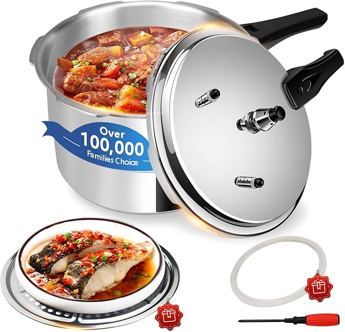 Mini Aluminum Pressure Cooker 3.17Qt / 3L, Small Compact Pressure Pot for Small Kitchens, Dorms, RVs, Fast Cookware for Gas Stove Induction Cooktop