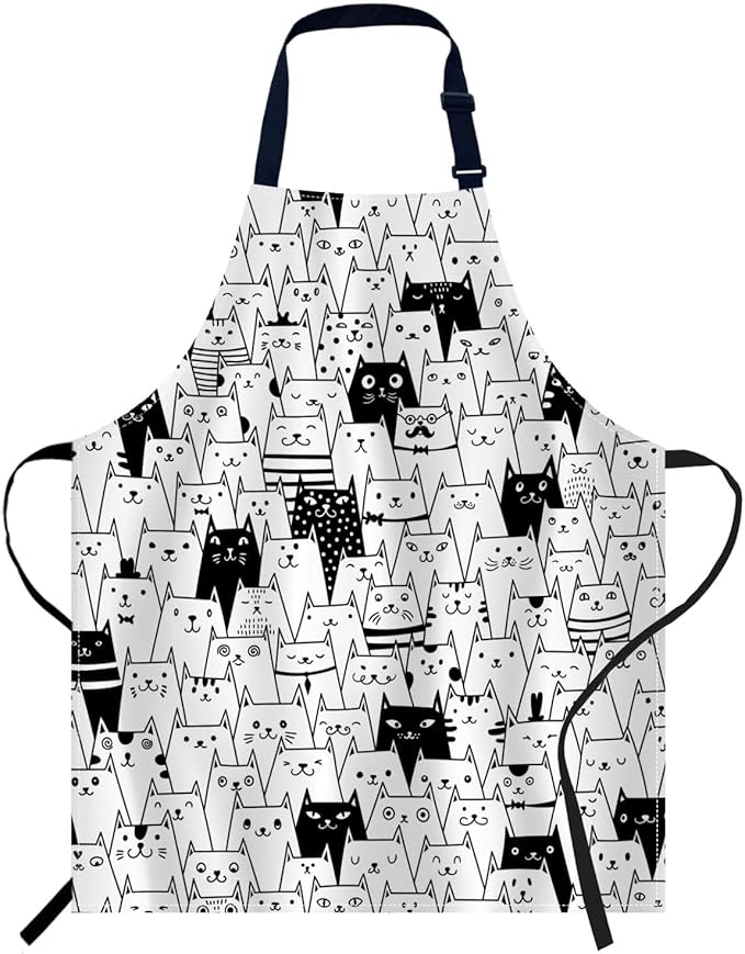 oFloral Cute Cats Apron Chefs Apron, Cooking and Baking Apron for Men and Women, Kitchen Aprons, Butchers Apron, BBQ & Catering Bibs, 27 X 31 Inch