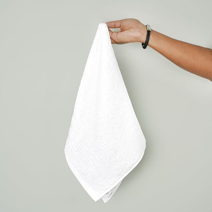 Tens Towels Pack of 6 Hand Towels, 100% Cotton, Lighter Weight, Quick to Dry, 16 x 28 Inches, Super Soft & Absorbent, Perfect for Bathroom & Kitchen, White