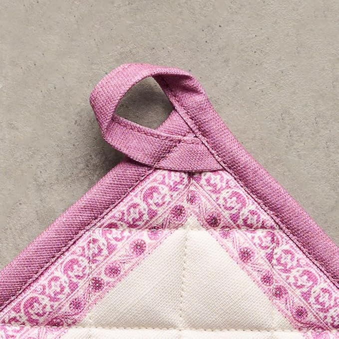 Maison d' Hermine Pot Holders 100% Cotton Heat Resistant Potholders 8" x 8" Hot Pads with Loop BBQ Cooking Baking Gifts for Mothers Day Handling Hot Pans Spring/Summer (Pack of 1, Chardon)