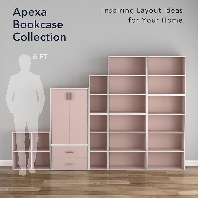 Homes: Inside + Out Apexa 2-Drawer Wooden Stackable Storage Drawers, Small Food Pantry Cabinet, Cajonera De Madera, Underbed Drawer Dorm Teen Room Decor & Bedroom, Home Office, Kitchen, Light Pink