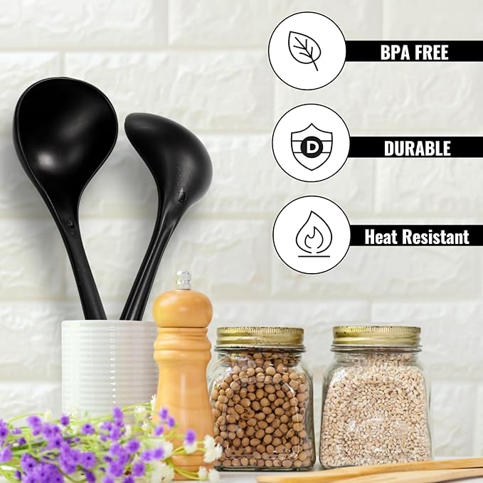 40 Pack Plastic Ladle Spoons, 9 Inch Disposable Large Serving Spoons with Long Handle, Heat Resistant Soup Ladle Bulk for Party Catering Buffet Restaurant