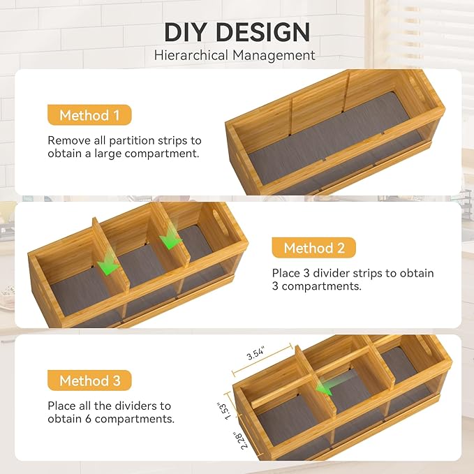 Yofidra Bamboo Utensil Holder & Silverware Organizer: Extra Large Cooking Holder with Absorbing Drying Stone and 6 Compartments Kitchen Countertop Storage Farmhouse Decor Accessories, Brown