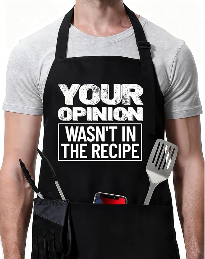 Rosoz Funny Grill Aprons For Men, Dad, Husband, Him - Aprons For Men With Pockets,Father's Day Gifts – BBQ Cooking Chef Apron