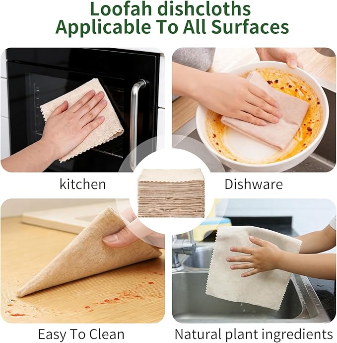 20 Pack Reusable Kitchen Rags for Counter, Made of Degradable and Compostable Loofah Fiber, 7.87"*7.87" Soft and Odor-Free, no Deformation, no Shrinkage After Drying