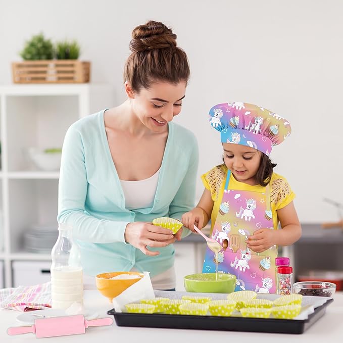 Kids Aprons for Girls Toddler Aprons with Pockets for Kids Cooking Baking Painting Crafting Art Gardening Adjustable