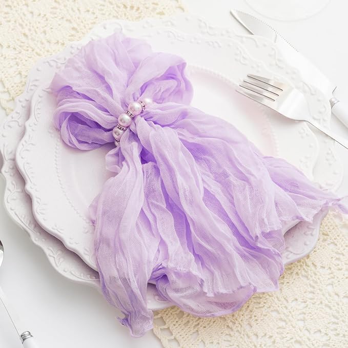 60 Pack Lilac Cloth Napkins 21x21 Inches Lilac Cheesecloth Napkins Set of 60 Washable Dinner Table Napkins for Wedding Bridal Baby Shower Rustic Boho Cotton Gauze Family Gathering Table Decor