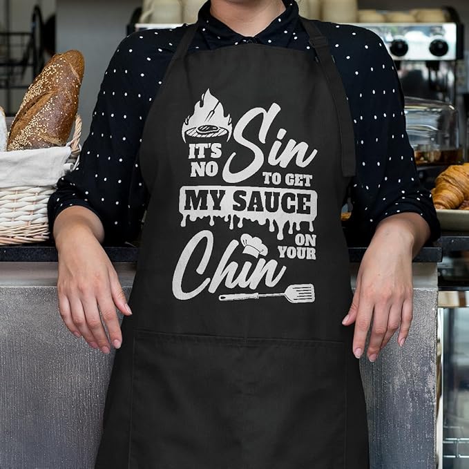 SANDJEST Men's Aprons with Pockets - Funny Aprons for Men BBQ, Kitchen, Cooking - Gifts for Birthday, Birthday