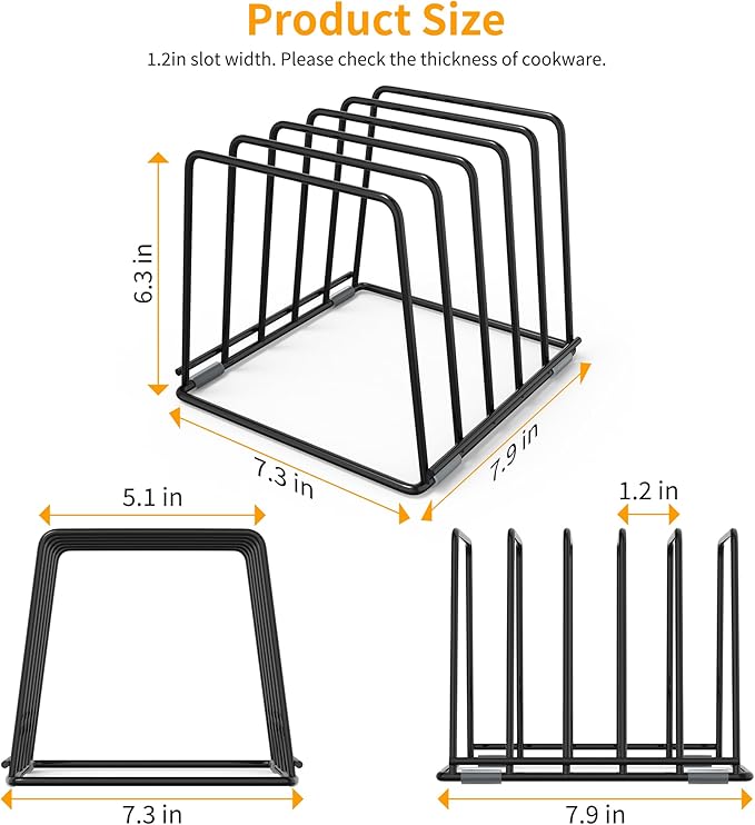 Cutting Board Organizer Kitchen Organizer Rack for Cutting Board, Bakeware, and Cookie Sheet, 5-Slot Heavy-Duty Steel Cookware Holder,Rust-Resistant with Anti-Slip Feet (2, Large)