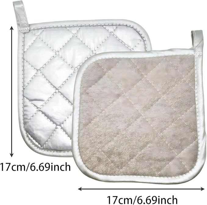 2pcs Cotton Heat Resistant Mat Pads for Baking Cooking Oven 6.7in Basic Square Pot Holder Multipurpose Quilted Liner Little Trivet Cloth Potholder for Kitchen Warming Buffets Party (Grey)