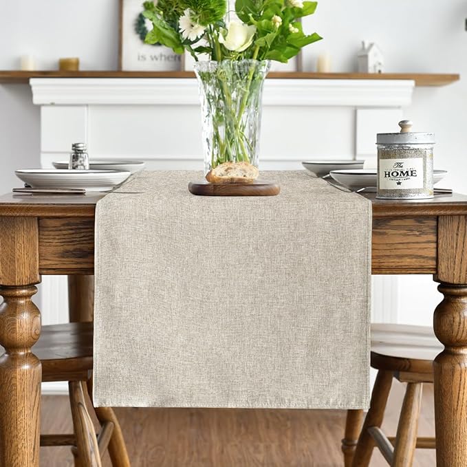 Artoid Mode Light Brown Table Runner, Seasonal Fall Washable Kitchen Dining Table Decoration for Home Party Decor 13x90 Inch