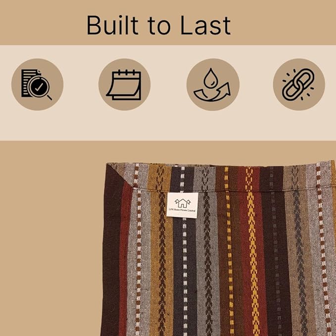LFH Home Cotton Rich Cloth Salsa Napkin Set of 24 Washable Soft Durable Striped Table Napkins for Dining Wedding, Daily Use Reusable Eco-Friendly Napkins for Elegant Table Settings(18x18)- Brown