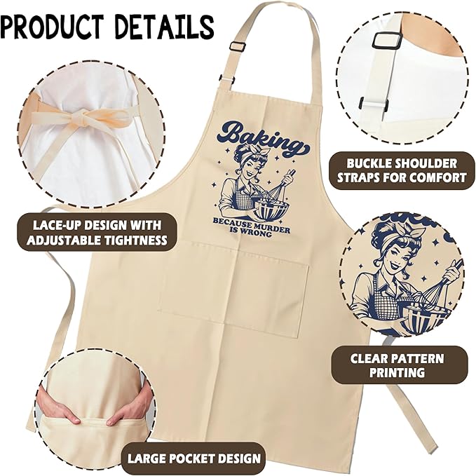 Funny Aprons for Women - Baking Gift for Women, Mothers Day Christmas Birthday Gifts, Perfect for Cooking, Bartending