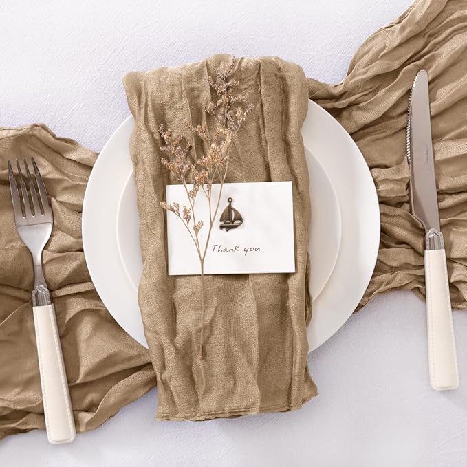 20 Pack Nude Cheesecloth Napkins Cloth Washable Spring Summer Cloth Napkins Set of 20 Bulk 21x21 Inches for Wedding Baby Bridal Shower Birthday Dinner Party Table Decor