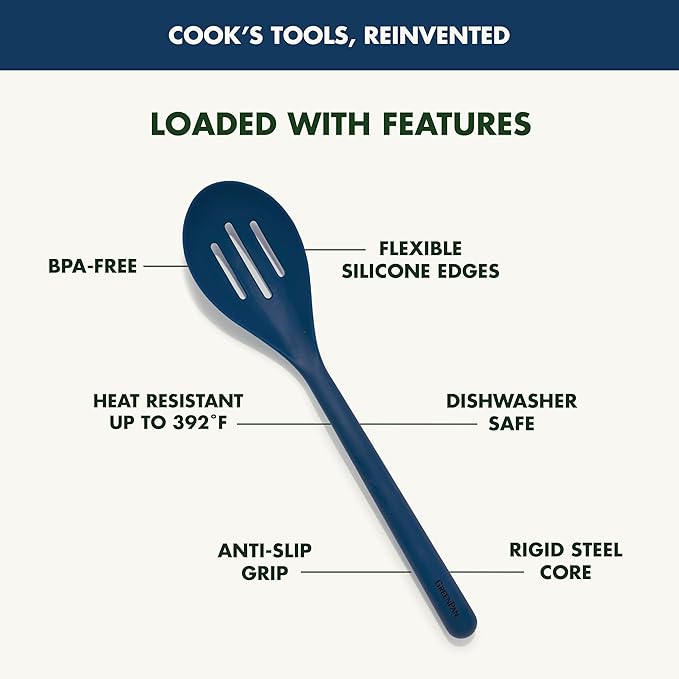 GreenPan Platinum Silicone Slotted Spoon, Oxford Blue
