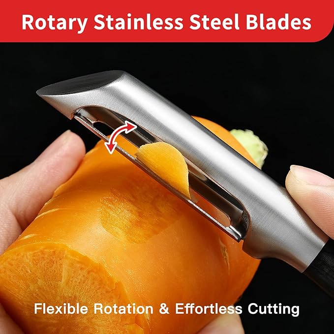 KULUNER 304 Stainless Steel Multi-Function Kitchen Peeler - With Solid Wood Handle, Sharp & Durable Blade, Effortlessly Peels Vegetables and Fruits, Essential Kitchen Tool