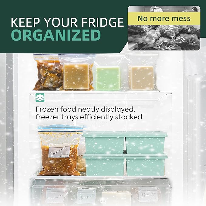 Silicone Freezer Trays with Lids - 1 cup soup freezer container large ice cube molds - with Reinforced Steel Ring Top, Silicone Freezer Containers, Freeze and Store Soups, Sauces, Leftovers-2 Packs