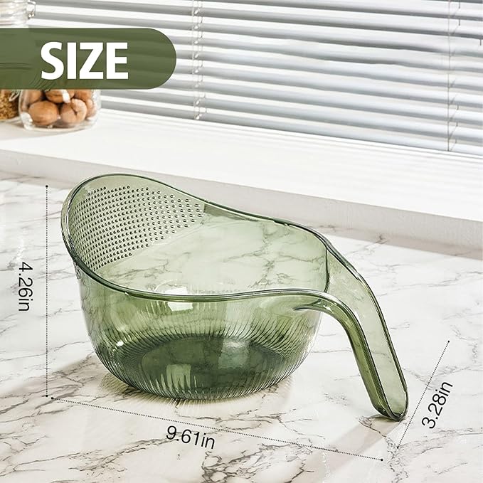 2-In-1 Rice Strainer,Large Rice Washer Beans Washer Strainers And Colanders - Washing Bowl for Fruit Washing Bowl With Strainer,Rice Washing Bowl Multifunctional Drain Basket (Green)