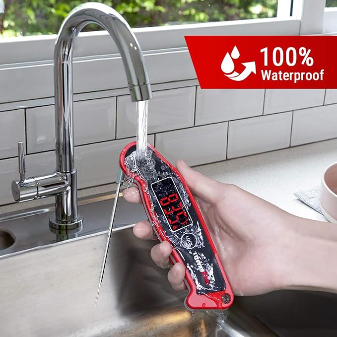 TempPro TP19 Waterproof Digital Meat Thermometer for Grilling with Ambidextrous Backlit & Thermocouple Instant Read Kitchen Cooking Food Thermometer for Candy Oil BBQ Smoker (Previously ThermoPro)