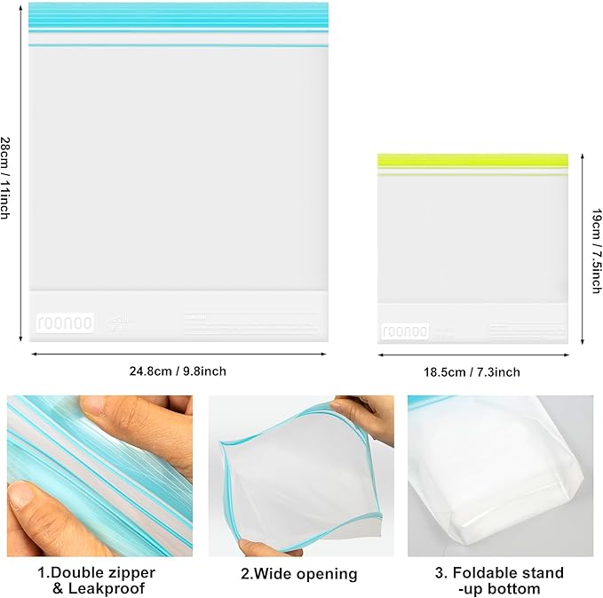 12 Pack Reusable Gallon Freezer Bags, Dishwasher Safe BPA Free Food Storage Bags, Extra Thick Leakproof Plastic Ziplock Bags for Meal Prep Fruits Sandwich Snack