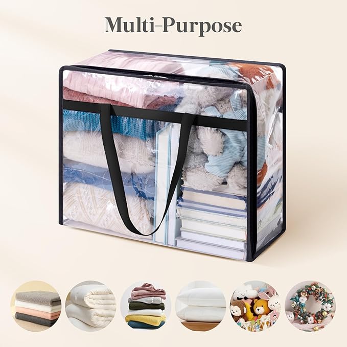 Lifewit 16 Pack Clear Clothes Storage Bags, 40L Plastic Blanket Storage Bag, Vinyl Foldable Moving Bags with Zipper, Closet Organizers and Storage Containers for Bedding, Duvet, Comforter