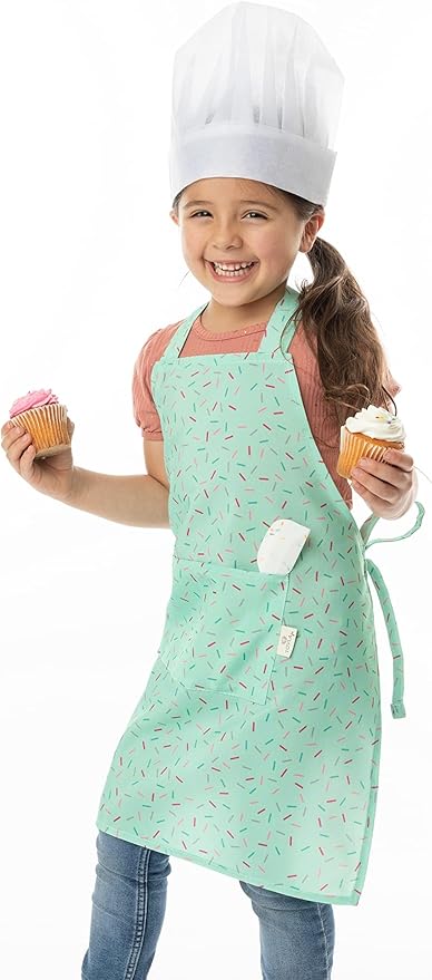 TOVLA JR. Apron Gift Set for Kids with Pocket for Boys and Girls, Comfortable Cotton Canvas for Baking and cooking