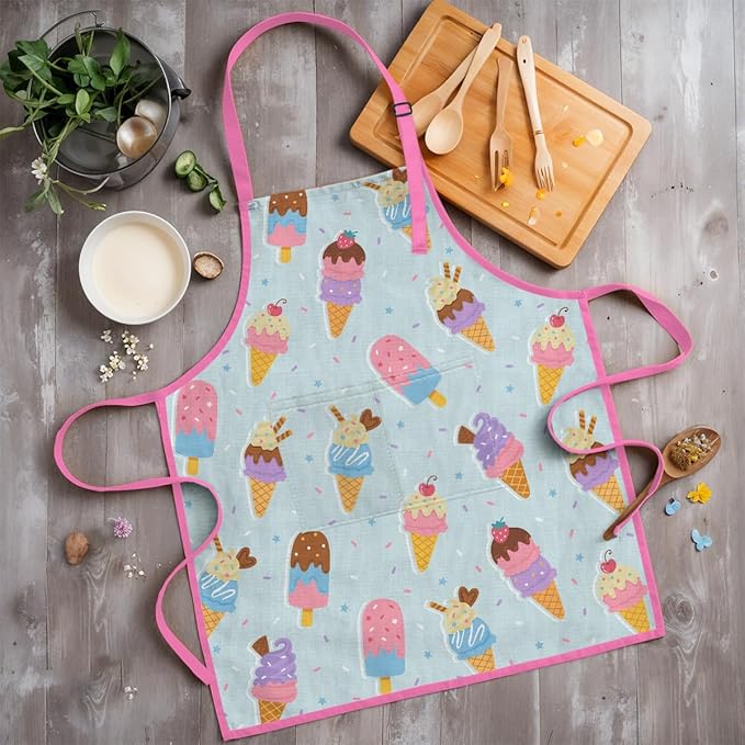 SANDJEST Kids Apron with Chefs Hat Set, Kitchen Apron Gifts
