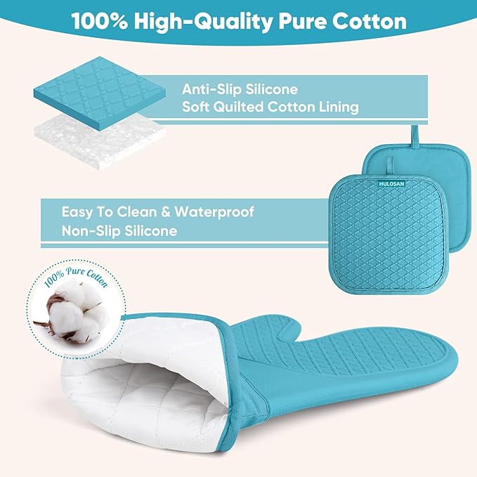 Silicone Oven Mitts Pot Holder Kitchen-Towels100% Cotton Dish Towels for Kitchen,Super Soft and Absorbent Kitchen Hand Towels/Tea Towels.Pot Holder,Oven Mitt Heat Resistant,Silicone Grip,Gift Set