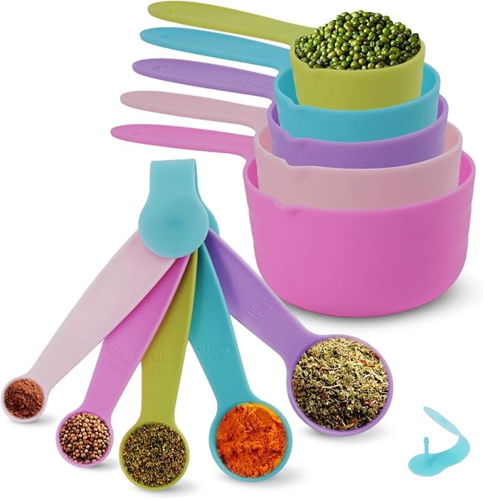 10PCS Measuring Spoons and Cups Set Stackable Nesting Cups Spoons for Cooking Baking Supplies, Kitchen Gadgets Essentials Tools