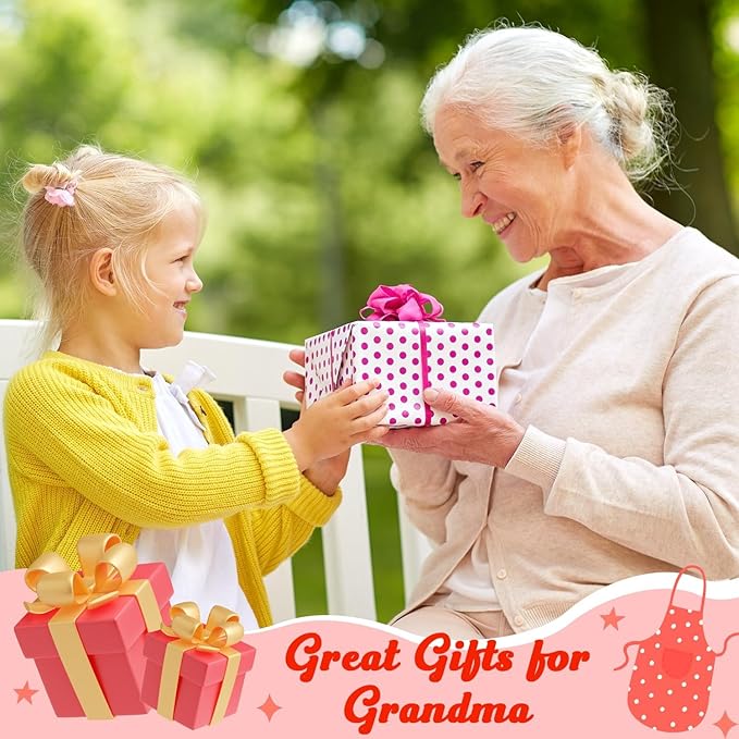 R HORSE 2Pcs Adults Kids Matching Apron Set Grandma and Me Adjustable Kitchen Apron with 2 Pockets Matching Gift for Grandma and Granddaughter Cooking Baking Painting Training Back to School Gifts
