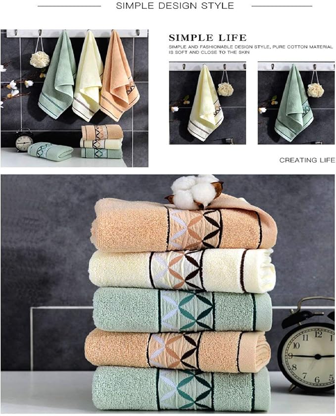 4 Pack Cotton Hand Towels,100% Cotton Face Towels, with Print Super Soft and Highly Absorbent for Bathroom (14 x 30 Inch)(Maoj-4P)