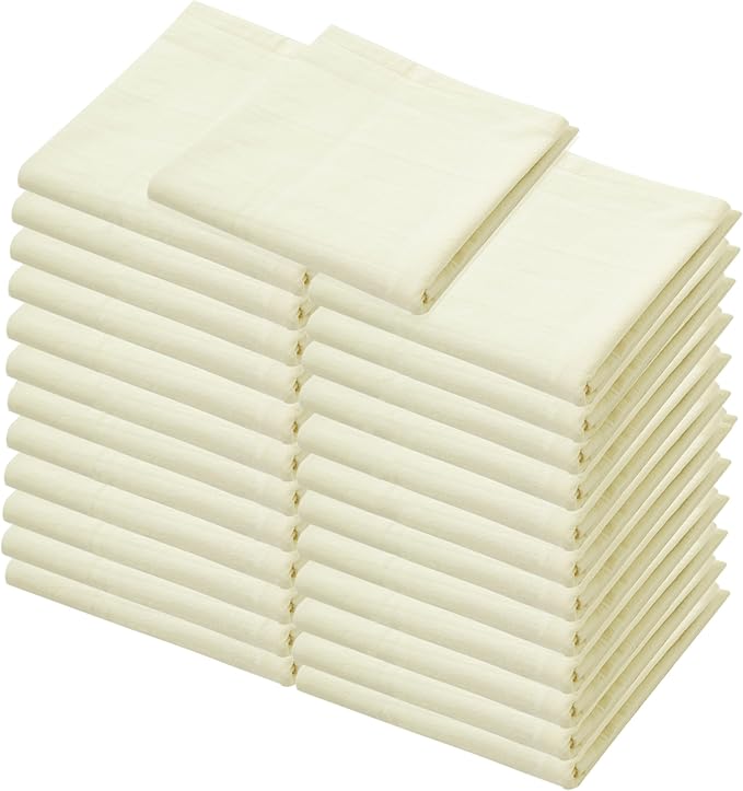 Flour Sack Towels | Tea Towel for Crafts | Kitchen | Dish | Cotton Blank Towel for Embroidery | Baking Bread Proofing Linen Cover | Thick Absorbent Quick Dry | 24 Pack 18"x28" Natural